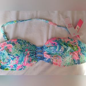 Lilly Pulitzer Lattice Bandeau Swim Top in Fished My Wish